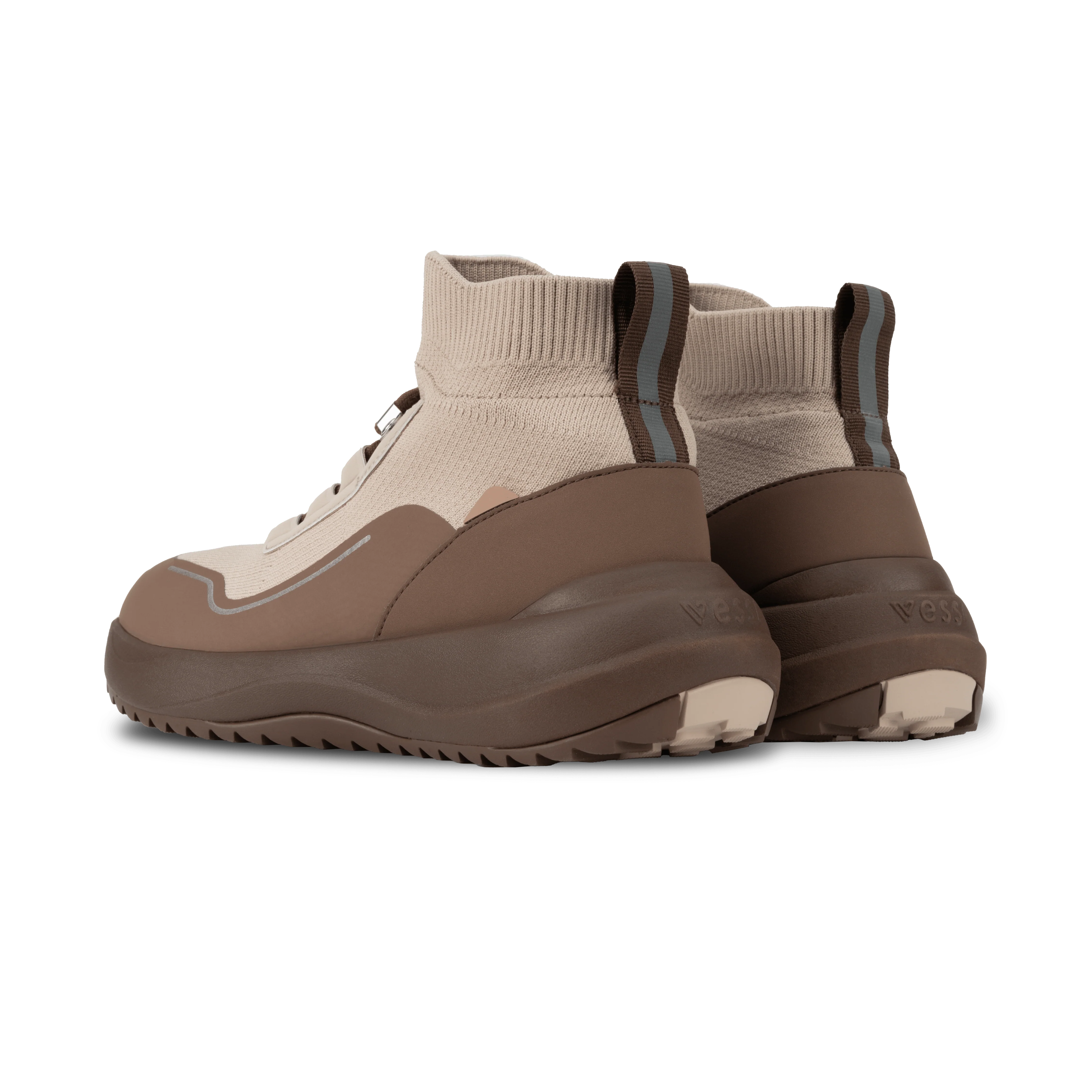 Vessi Men's Stormburst High Top Sneakers- Sandwash/ Dark Teak - Image 4