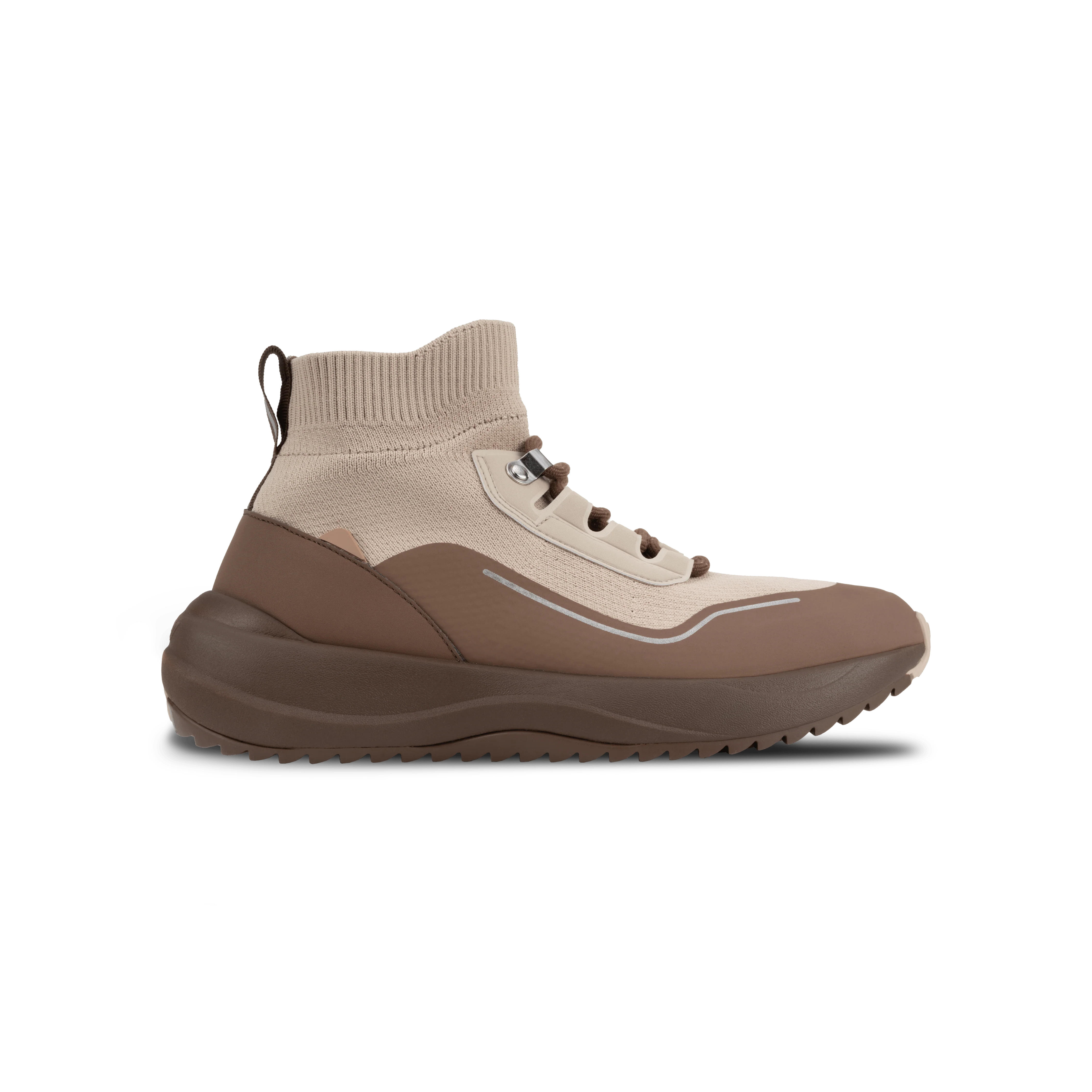 Vessi Women's Stormburst High Top Sneakers- Sandwash/ Dark Teak