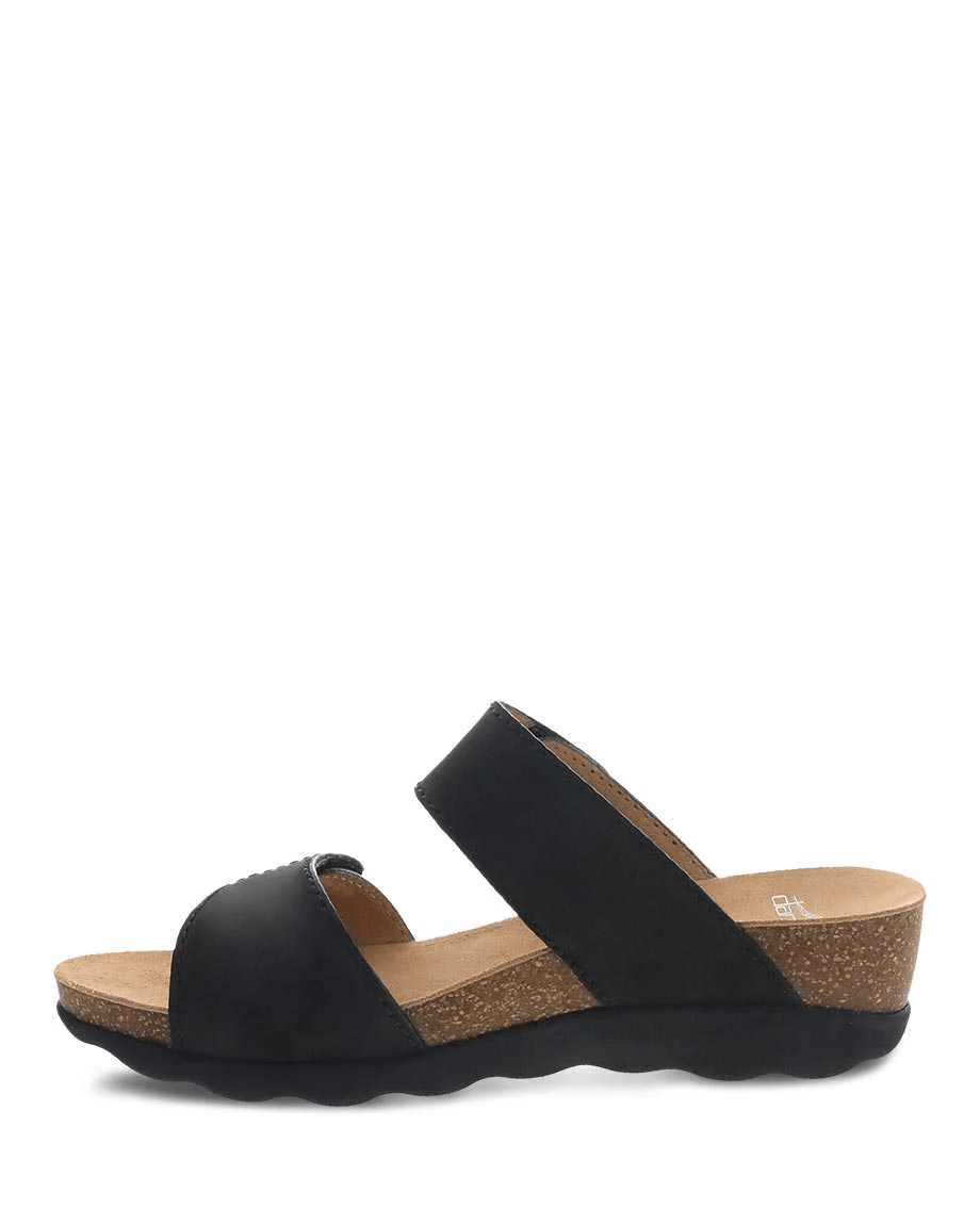 Dansko Women's Maddy Wedge Sandals- Black Milled Nubuck - Image 2