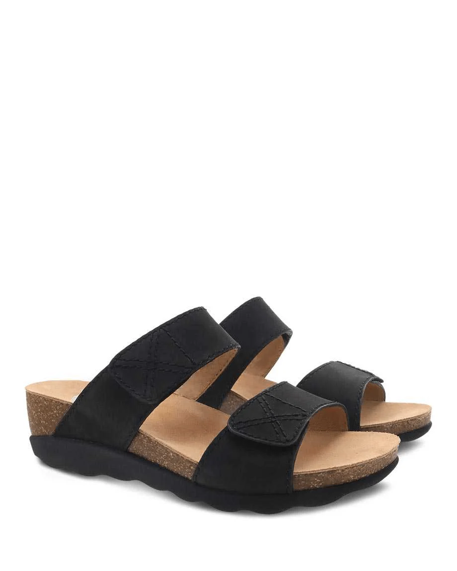 Dansko Women's Maddy Wedge Sandals- Black Milled Nubuck - Image 3