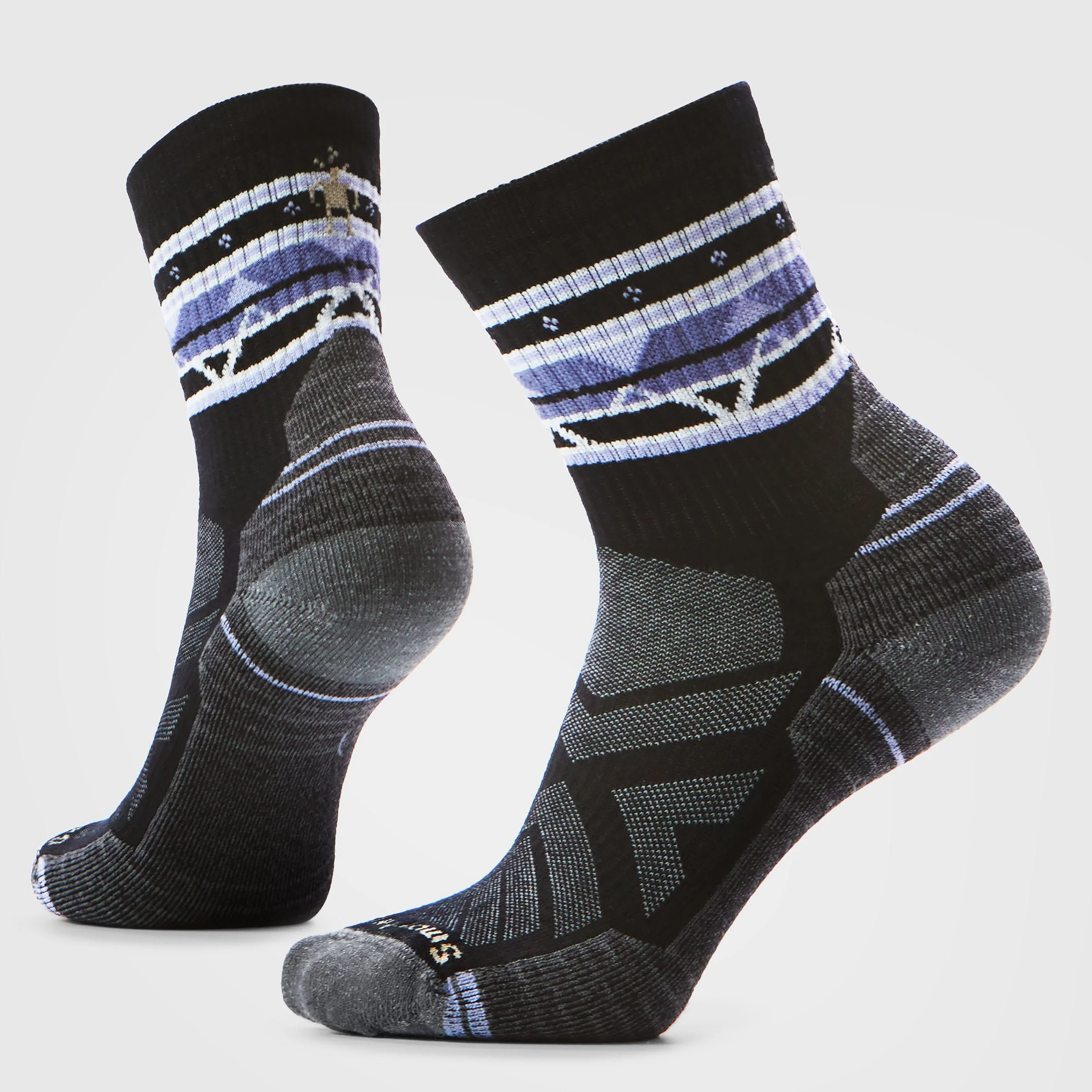 Women's Hike Zig Zag Valley Mid Crew Socks-Black